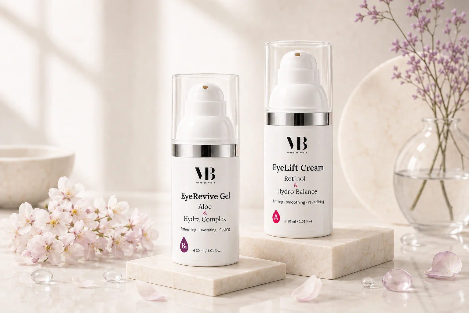 MOnB Augenpflege mit EyeRevive Gel und EyeLift Cream für einen frischen, wachen Blick
