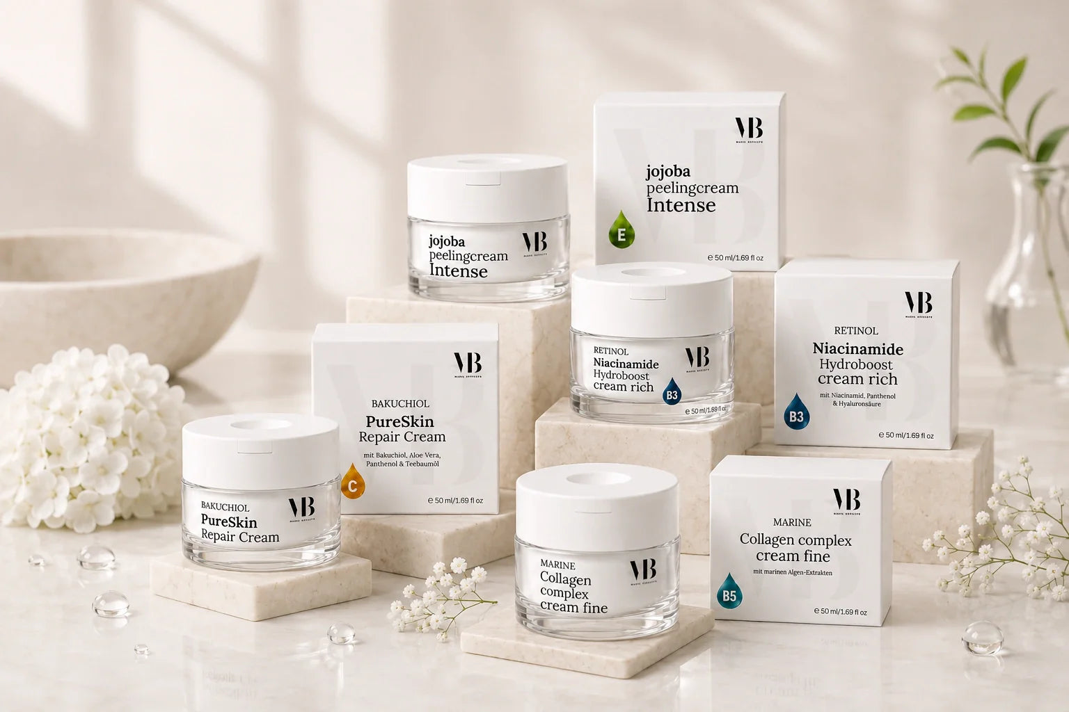 MOnB Cremes für gepflegte, geschmeidige Haut mit Bakuchiol, Retinol und Marine Collagen Pflege