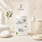 MOnB Jojoba Peelingcreme Intense als Schritt 2 der Pflegeroutine zwischen Reinigung und anschließender Pflege.