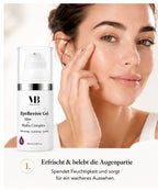 Frau trägt das MOnB EyeRevive Gel Aloe & Hydra Complex sanft unter dem Auge auf.