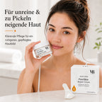 Offener Tiegel der MOnB Bakuchiol PureSkin Repair Cream mit Spatel für eine saubere und einfache Anwendung in der täglichen Pflegeroutine