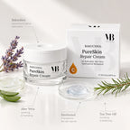 MOnB Bakuchiol PureSkin Repair Cream mit Bakuchiol, Aloe Vera, Panthenol und Teebaumöl als Wirkstoffbild für unreine und problematische Haut