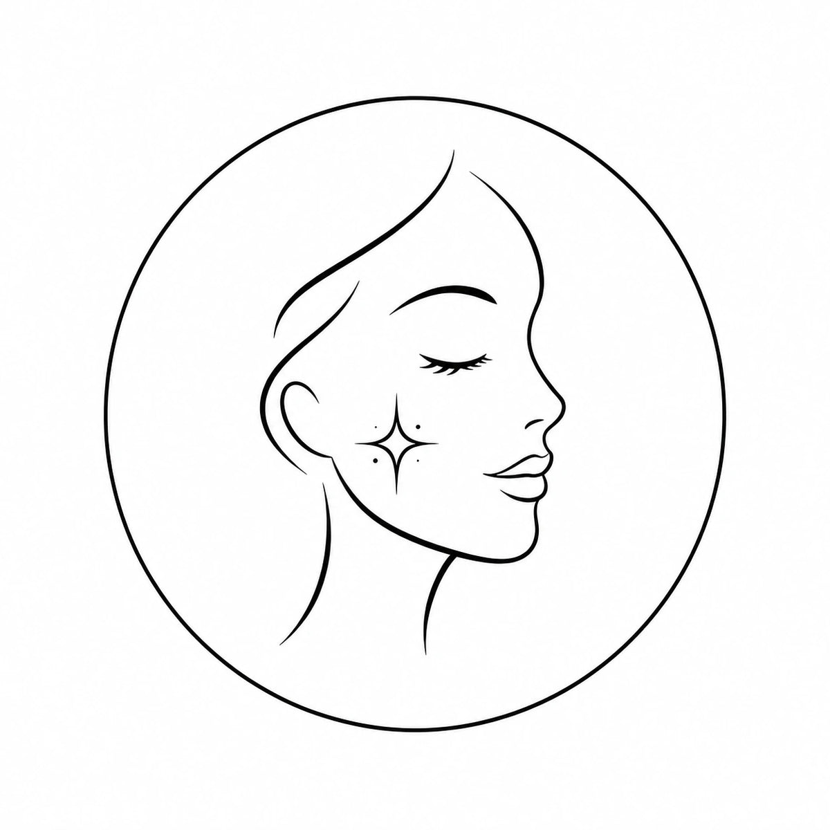 Rundes MOnB Icon mit Gesichtslinie als Symbol für gepflegte, frischer wirkende Haut.