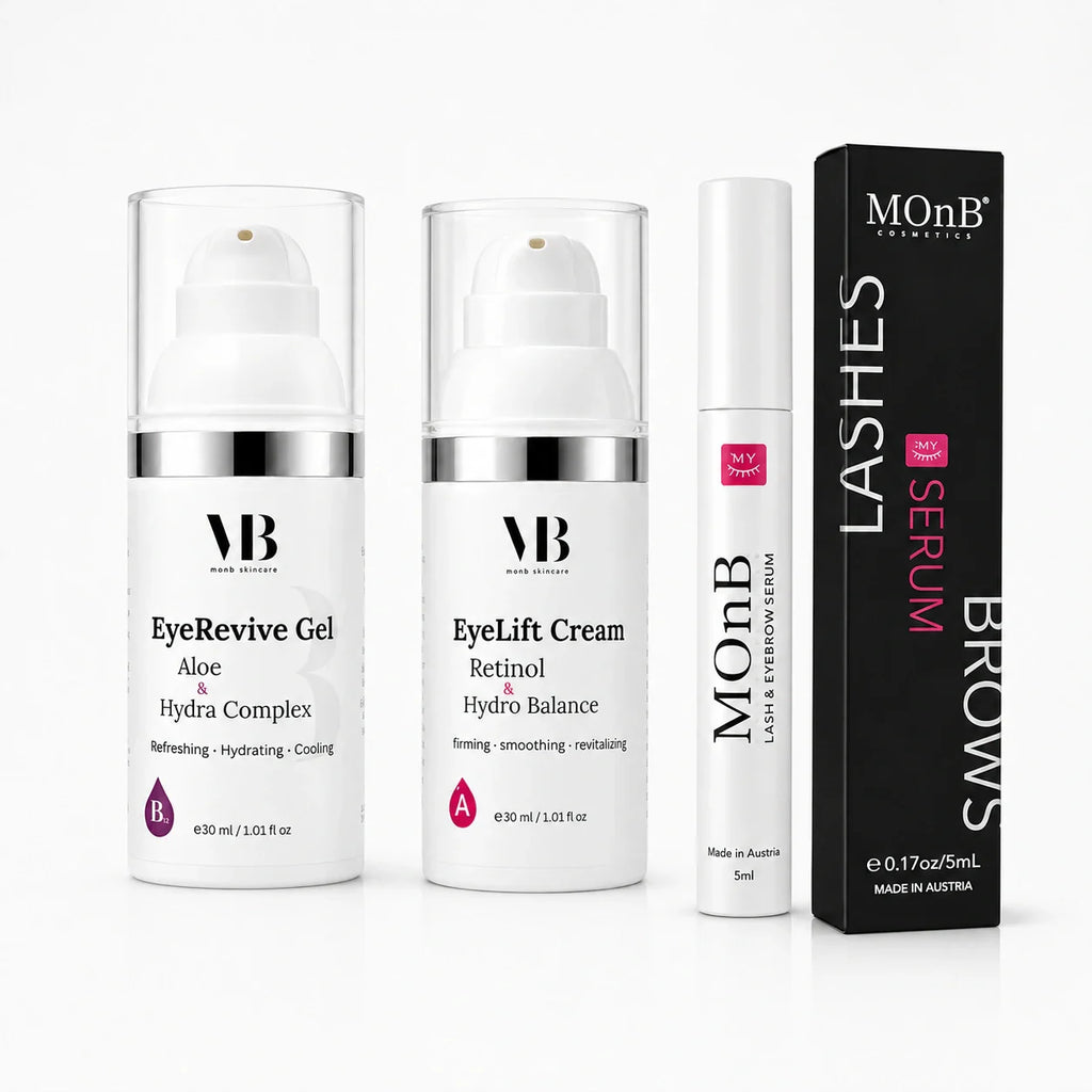 MOnB Eye Beauty Routine Bundle mit EyeRevive Gel, EyeLift Cream und Lash & Eyebrow Serum