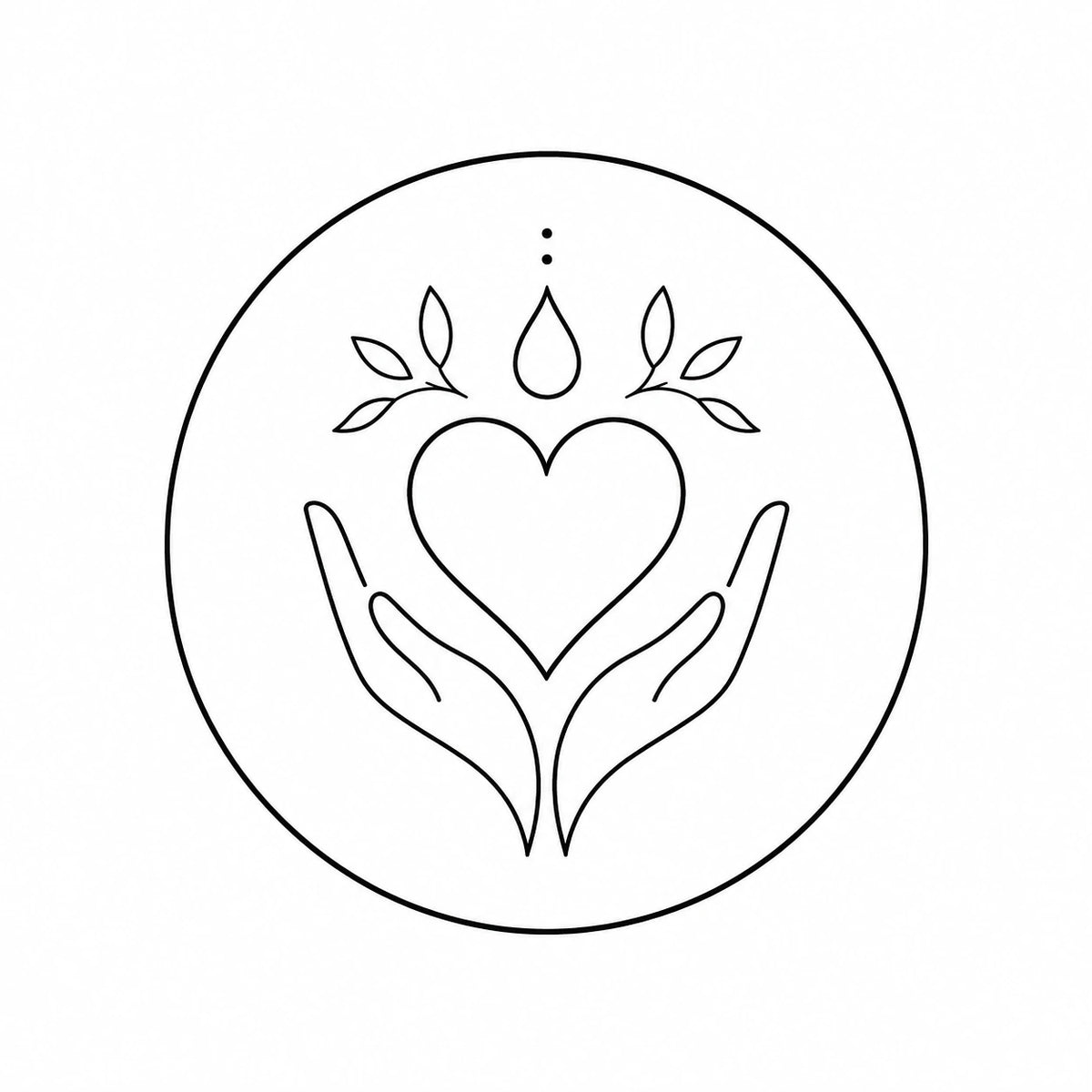 Rundes MOnB Icon mit Blatt und Tropfen als Symbol für ausgewählte pflegende Inhaltsstoffe.